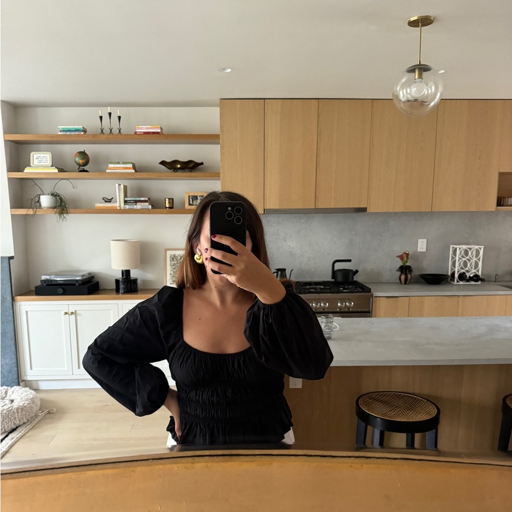 STAUD Ruched Black Crop Top